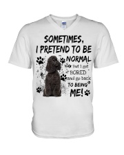 Sometimes - BLACK Miniature Poodle V-Neck T-Shirt tile
