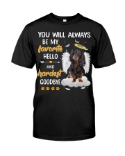 Hardest Goodbye - Black Long-haired Dachshund Classic T-Shirt front