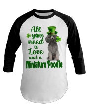 Lucky Need - SILVER Miniature Poodle Baseball Tee tile