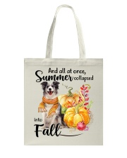 Into Fall - Blue Merle Collie Tote Bag tile