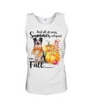 Into Fall - Blue Merle Collie Unisex Tank tile
