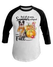 Into Fall - Blue Merle Collie Baseball Tee tile