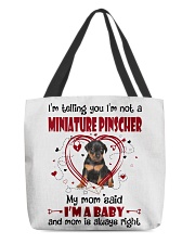 Dog Baby - Miniature Pinscher 1 All-Over Tote tile