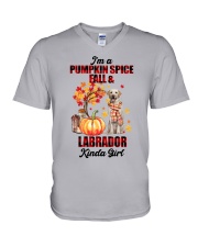 Pumpkin Girl - Labrador 2 V-Neck T-Shirt tile
