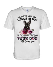 At The End - BLACK French Bulldog V-Neck T-Shirt tile