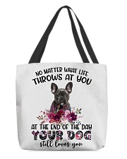 At The End - BLACK French Bulldog All-Over Tote tile