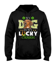 Lucky Charm - RED Dachshund Hooded Sweatshirt tile