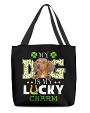 Lucky Charm - RED Dachshund All-Over Tote tile