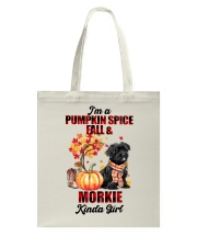 Pumpkin Girl - BLACK Morkie Tote Bag tile