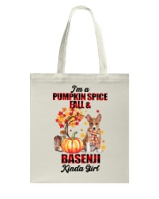 Pumpkin Girl - Basenji Tote Bag tile