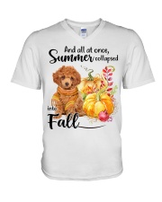 Into Fall - RED Toy Poodle V-Neck T-Shirt tile