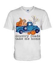 Blue Car - Great Pyrenees 1 V-Neck T-Shirt tile