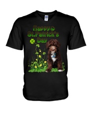 Gold Grass - CHOCOLATE goldendoodle V-Neck T-Shirt tile