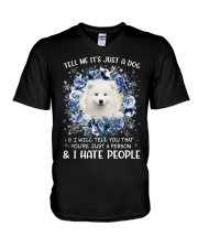 Hate People - Samoyed V-Neck T-Shirt tile