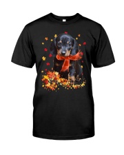 Autumn Leaves Scraf Dachshund 2 Classic T-Shirt front
