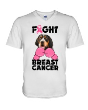 Fight Cancer - Bluetick Coonhound V-Neck T-Shirt tile