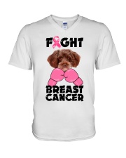 Fight Cancer - RED Schnoodle V-Neck T-Shirt tile