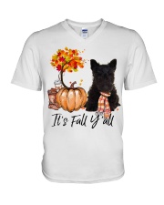 It is Fall - Scottish Terrier V-Neck T-Shirt tile