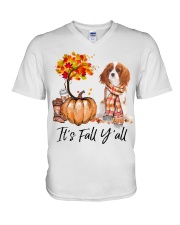 It is Fall - Cavalier King Charles Spaniel 2 V-Neck T-Shirt tile