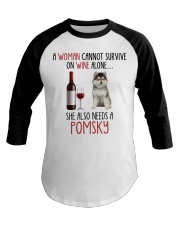She Also Needs - Pomsky Baseball Tee tile