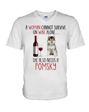 She Also Needs - Pomsky V-Neck T-Shirt tile