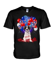 4th July American - English Springer Spaniel V-Neck T-Shirt tile
