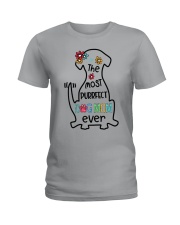 most purrfect dog mom dog shape Ladies T-Shirt tile