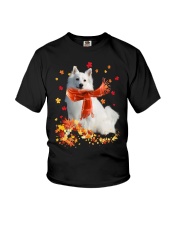 Autumn Leaves Scraf - American Eskimo Youth T-Shirt tile