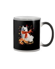 Autumn Leaves Scraf - American Eskimo Color Changing Mug tile