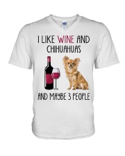 Three People - Long-haired Tan Chihuahua V-Neck T-Shirt tile