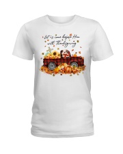 Thanksgiving - old english bulldog 1 Ladies T-Shirt tile