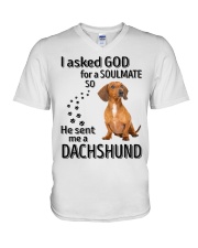 Canine Soulmate - RED Dachshund V-Neck T-Shirt tile