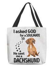 Canine Soulmate - RED Dachshund All-Over Tote tile