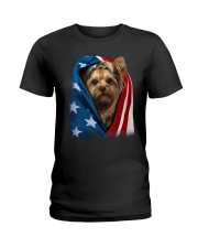 American flag - Yorkshire Terrier Ladies T-Shirt tile