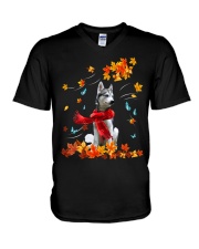 Flying Scarf - Alaskan Klee Kai V-Neck T-Shirt tile