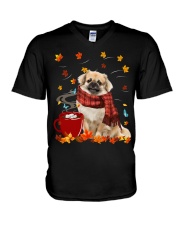 Hot Chocolate - Tibetan Spaniel V-Neck T-Shirt tile