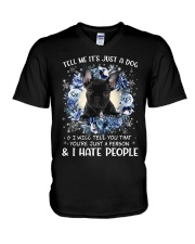 Hate People - French Bulldog V-Neck T-Shirt tile