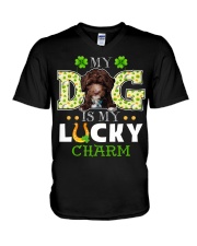Lucky Charm - CHOCOLATE Goldendoodle V-Neck T-Shirt tile