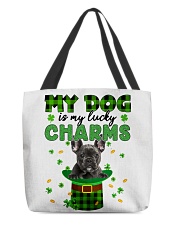 Lucky Charm - BLACK French Bulldog All-Over Tote tile