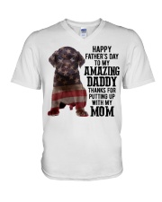 Father Day - CHOCOLATE labs V-Neck T-Shirt tile