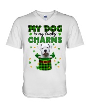 Lucky Charm - Dogo Argentino V-Neck T-Shirt tile