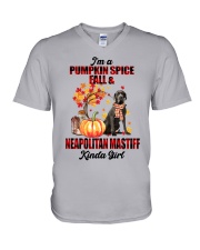 Pumpkin Girl - Neapolitan Mastiff V-Neck T-Shirt tile