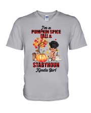 Pumpkin Girl - Stabyhoun V-Neck T-Shirt tile