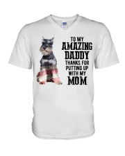 Amazing Daddy - Miniature Schnauzer V-Neck T-Shirt tile