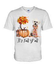 It is Fall - Bichon Frise 1 V-Neck T-Shirt tile