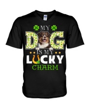 Lucky Charm - Australian Shepherd 3 V-Neck T-Shirt tile