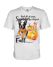 Into Fall - French Bulldog 2 V-Neck T-Shirt tile