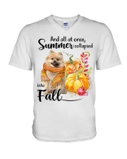 Into Fall - CREAM Keeshond V-Neck T-Shirt tile