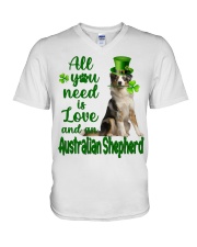 Lucky Need - BLUE MERLE Australian Shepherd V-Neck T-Shirt tile