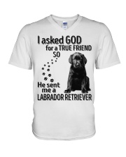 I asked God - Labrador retriever V-Neck T-Shirt tile